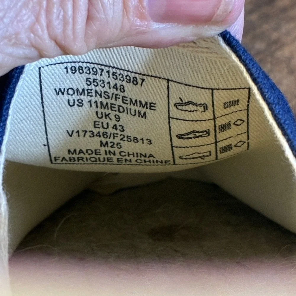 NWOT Lands End Women's Navy Blue Canvas Espadrille Flats Slip On Shoes Sz 11 M